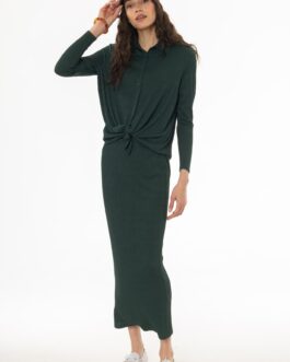Green Ribbed Textured Skirt Legging