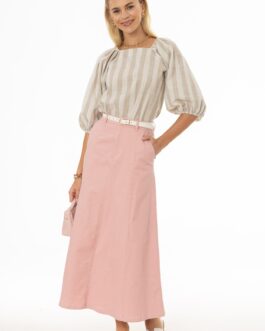 Pink Panel Flare Maxi Skirt