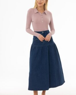 Blue Drop Waist Denim Skirt
