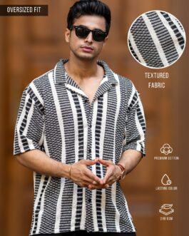 Crossweave Black Half Sleeve Shirt