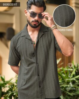 Matrix Knit Dark Grey Half Sleeve Shirt