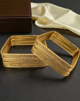 Women Set Of 24 Gold Plated Square Shimmer Bangle Set