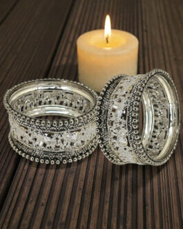 Women Set Of 10 Silver Oxidised Elephant Motif Bangles