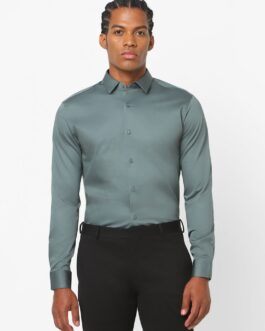 Men'S Artichoke Green Solid Shirt