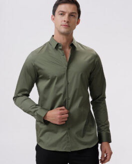 Deep Lichen Green Cotton Solid Shirt
