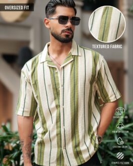 Miami Stripe Cream Half Sleeve Shirt