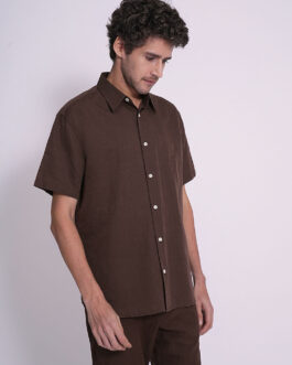 Brown Linen Short Sleeves Shirt