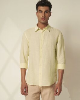 Light Yellow Linen Regular Fit Shirt