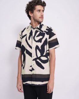 Beige Printed Cotton Shirt
