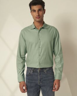 Green Cotton Full Sleeves Shirt