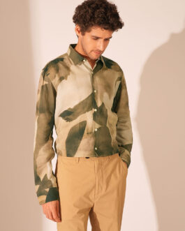 Green Printed Regular Fit Shirt