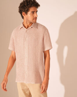 Pink Textured Cotton Shirt