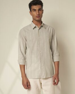 Beige Striped Linen Shirt