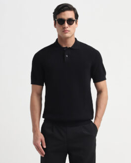 Black Colibri Knitted Structured Polo