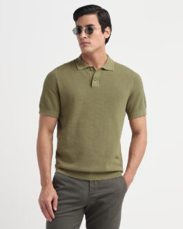 Green Colibri Knitted Structured Polo