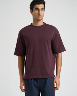 O-Neck Loose Fit T-shirt - Maroon