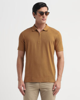 Organic Cotton Zip Polo - Brown