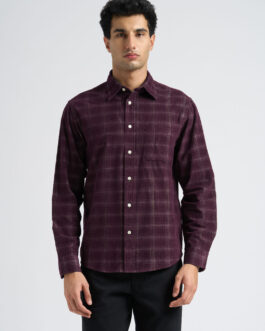 Corduroy Check Shirt - Maroon