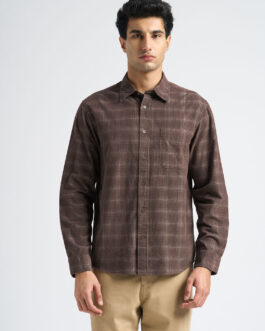 Corduroy Check Shirt - Brown