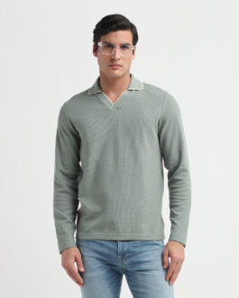 Adley Waffle Slim Fit Polo - Green