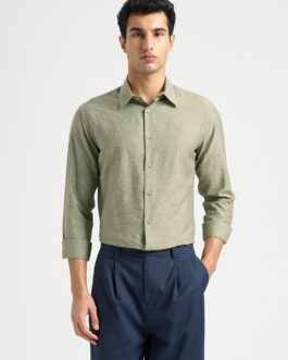 Structured Spread Collar Shirt - Green