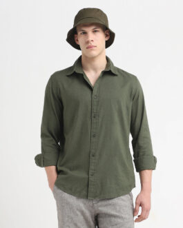 Linen Blend Regular Fit Shirt - Green