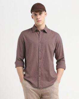 Linen Blend Regular Fit Shirt - Brown