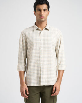 Ecru Cotton Check Shirt