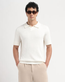 Organic Cotton Open Stitch Polo - Off-White