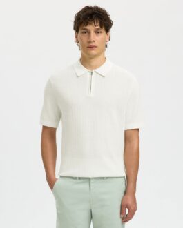 Structured Knitted Zip Polo