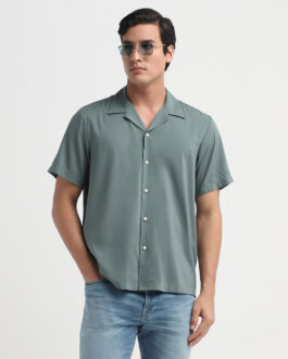 Cuban Collar Regular Fit Shirt - Green