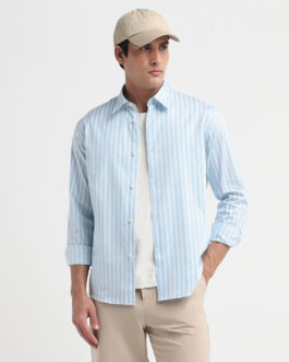 Light Blue Striped Dobby Shirt