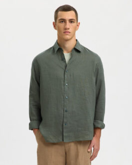 Green Linen Regular Fit Shirt
