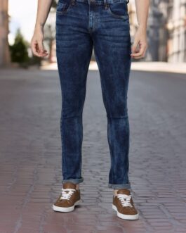 Men's Blue Skinny Fit Washed Jeans Stretchable