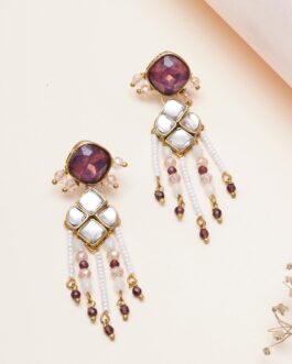 Women Purple Purple Kundan Paradise Earrings