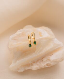 Pave Birthstone Drop Huggies