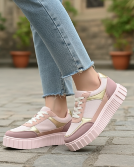 Peach Casual Sneaker For Ladies