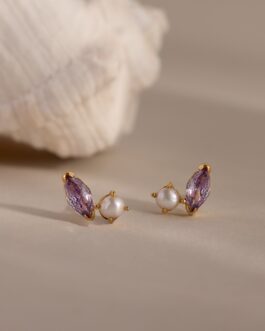 Marquise Birthstone & Pearl Studs