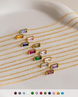 Dainty Baguette Birthstone Bracelet