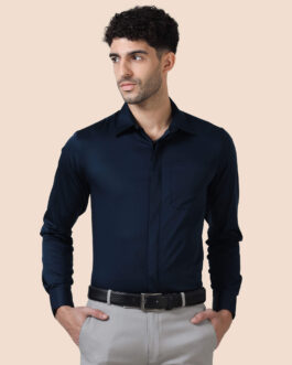 Bennet Navy Shirt With Concealed Placket