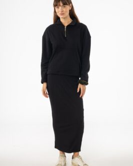 Black Ribbed Skirt Legging