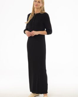 Black 3/4 Sleeve Maxi Dress