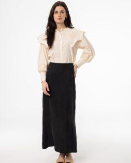 Black A-Line Zipper Slip Skirt