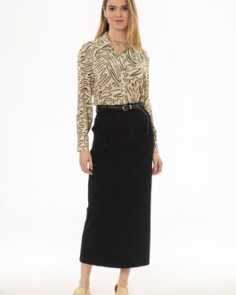 Black Basic Stretch Cotton Maxi Skirt