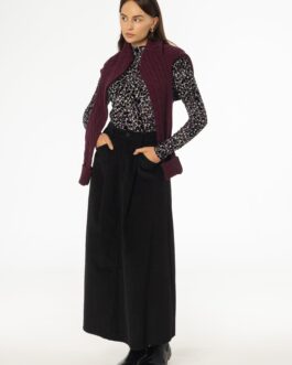 Black Cargo Corduroy Maxi Skirt