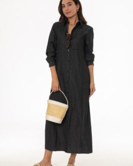 Black Denim Pocket Maxi Dress