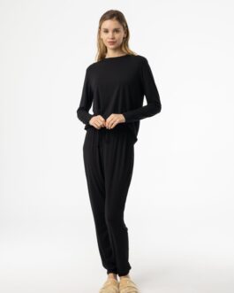 Black Long Sleeve Shirt and Jogger Pants