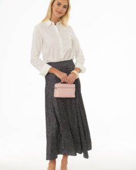 Black Polka Dot Asymmetrical Flare Skirt