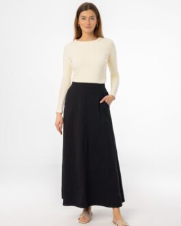 Black Soft Stretch Maxi Skirt