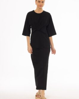 Black Textured Skirt Legging
